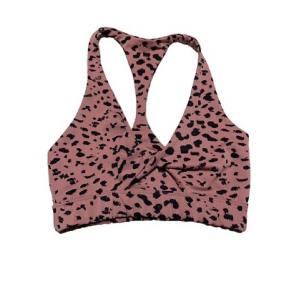 Leopard Print Sports Bra - Pink and Black beach riot